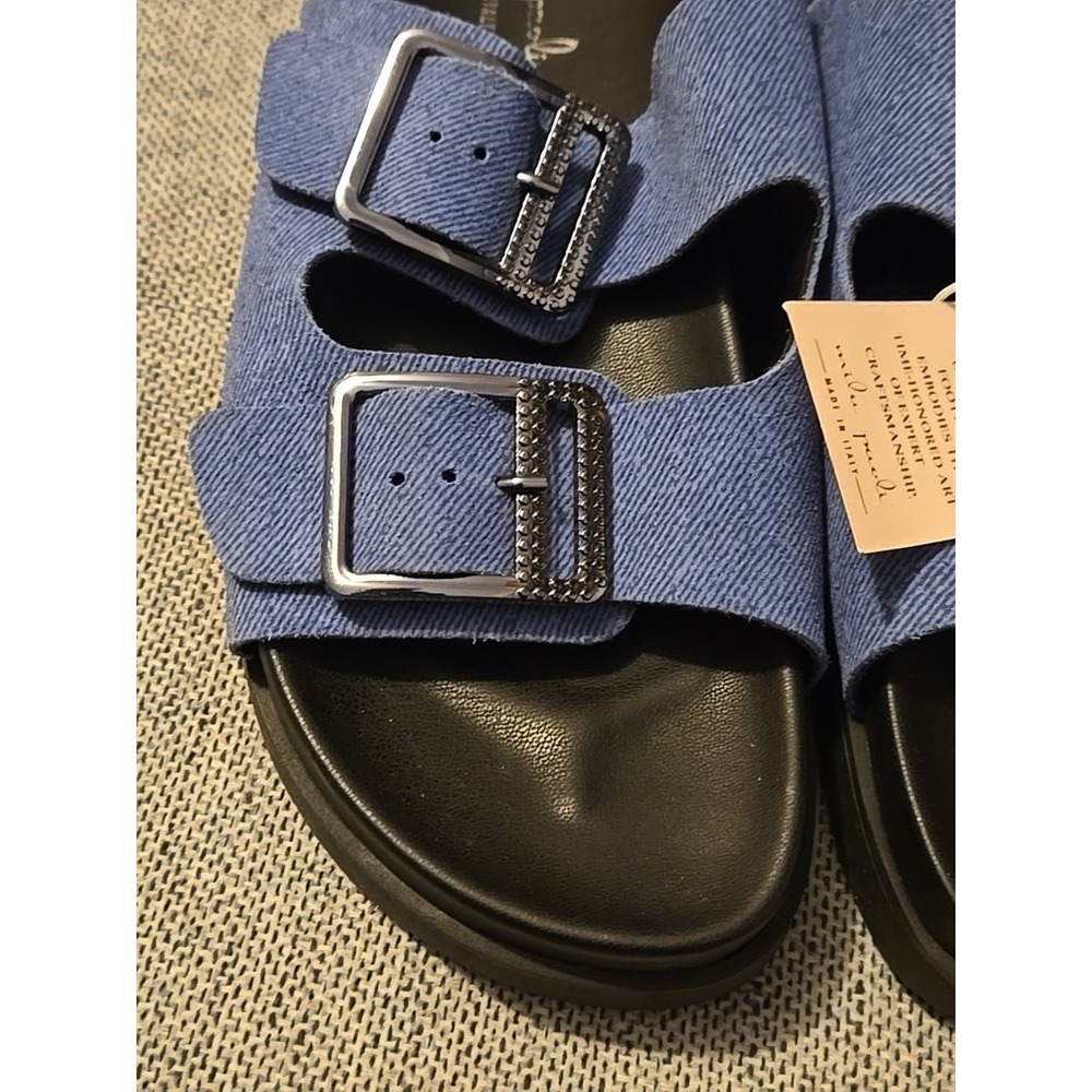 Mila Paoli Italy Leather Sandals Womens 39 US 8.5 Slip On Buckle Brown NWT - Picture 2 of 14